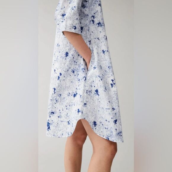 COS Shirt Dress with Pockets Blue Print 6 - Picture 2 of 12
